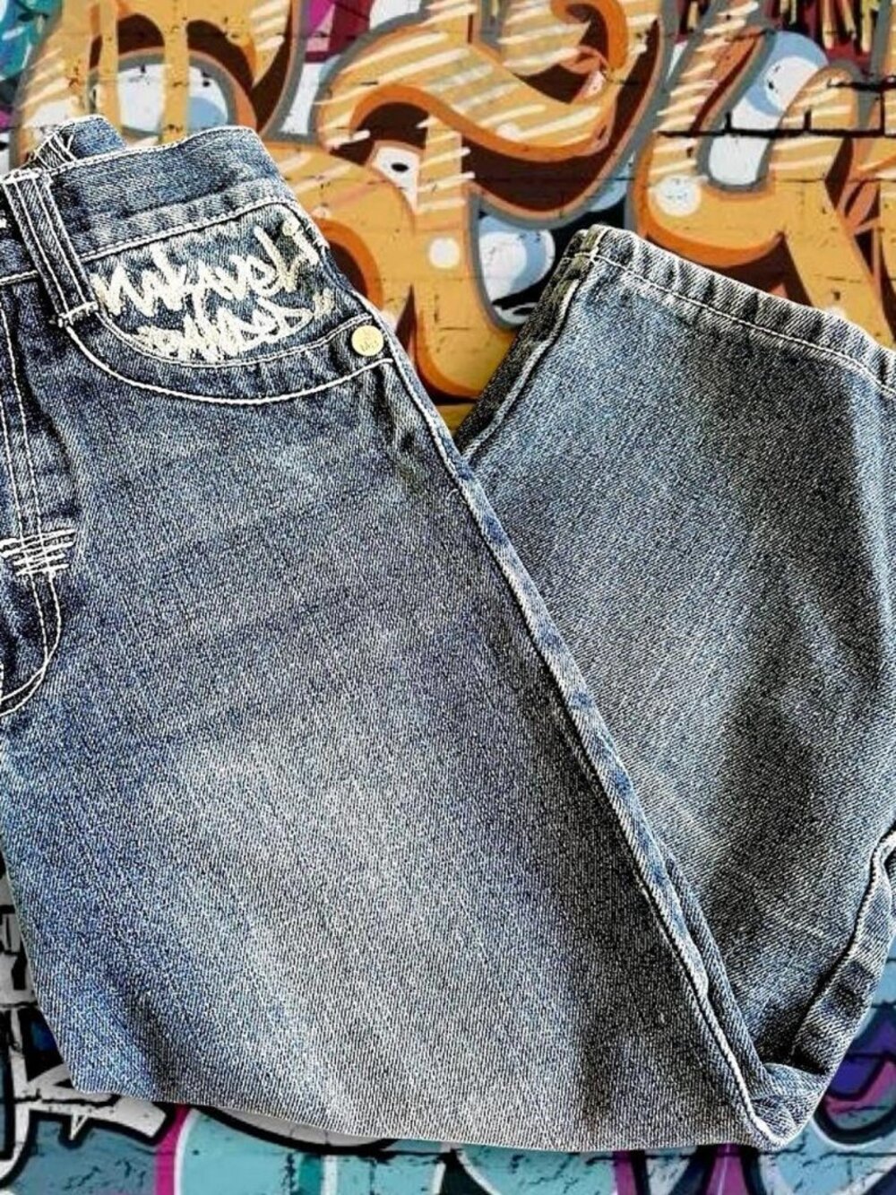 Vintage 90s Makaveli Branded Tupac Youth Jeans Boys 7 Graffiti Grail Streetwear